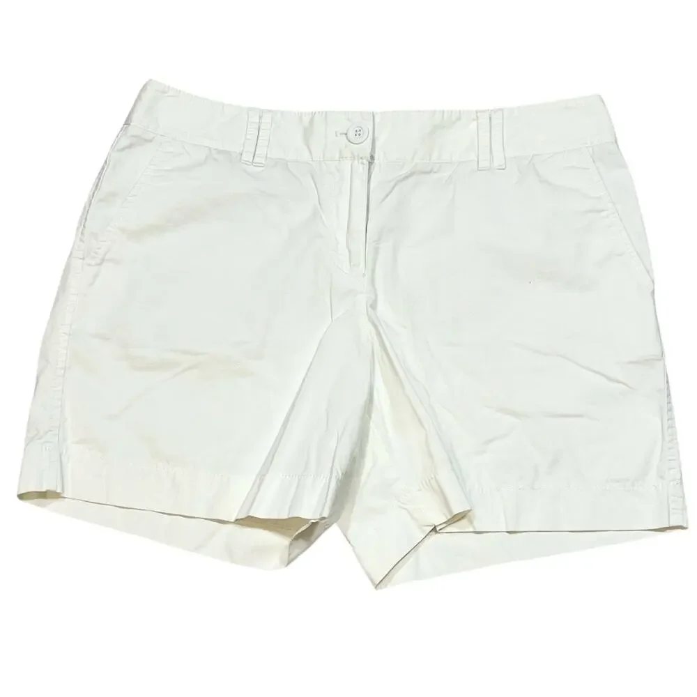 Ann Taylor LOFT Shorts Lot 3 Women 10 White Beige Geometric Linen Blend Casual
